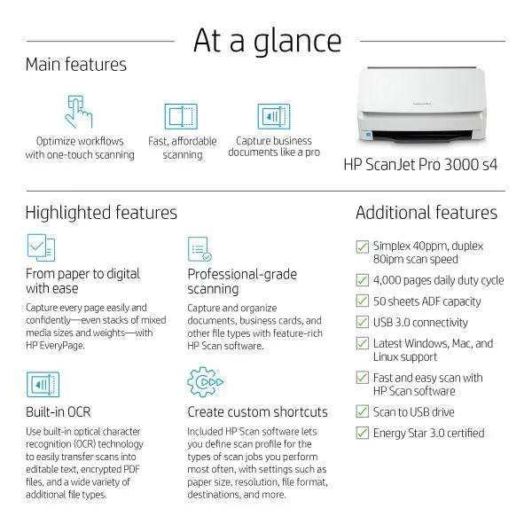 HP Scanjet Pro 3000 s4 Sheet-fed scanner 600 x 600 DPI A4 Black, White - Image 6