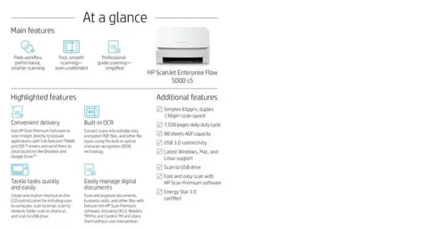 HP Scanjet Enterprise Flow 5000 s5 Sheet-fed scanner 600 x 600 DPI A4 White - Image 17