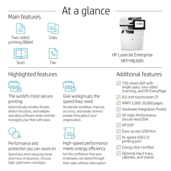 HP LaserJet Enterprise MFP M636fh - Image 9