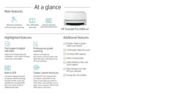 HP ScanJet Pro 2000 s2 Sheet-fed scanner 600 x 600 DPI A4 Black, White - Image 9