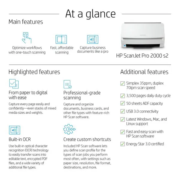 HP ScanJet Pro 2000 s2 Sheet-fed scanner 600 x 600 DPI A4 Black, White - Image 12