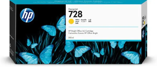 HP 728 300-ml Yellow DesignJet Ink Cartridge