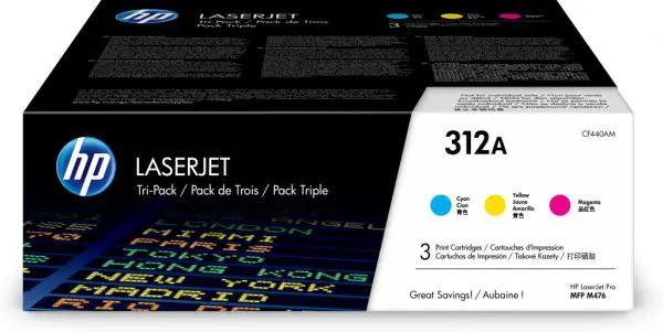 HP 312A 3-pack Cyan/Magenta/Yellow Original LaserJet Toner Cartridges