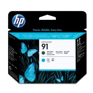 HP 91 Matte Black and Cyan DesignJet Printhead