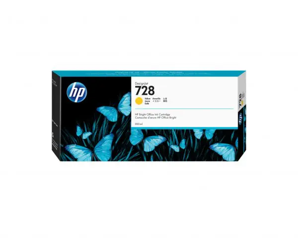 HP 728 300-ml Yellow DesignJet Ink Cartridge