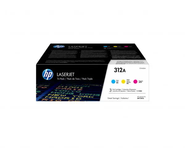 HP 312A 3-pack Cyan/Magenta/Yellow Original LaserJet Toner Cartridges