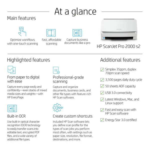 HP ScanJet Pro 2000 s2 Sheet-fed scanner 600 x 600 DPI A4 Black, White - Image 14