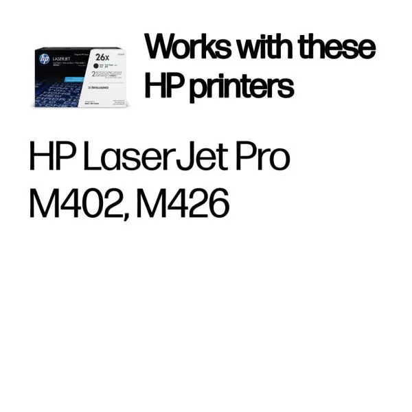 HP 26X 2-pack High Yield Black Original LaserJet Toner Cartridges - Image 2