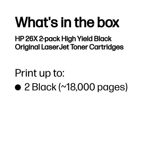 HP 26X 2-pack High Yield Black Original LaserJet Toner Cartridges - Image 3