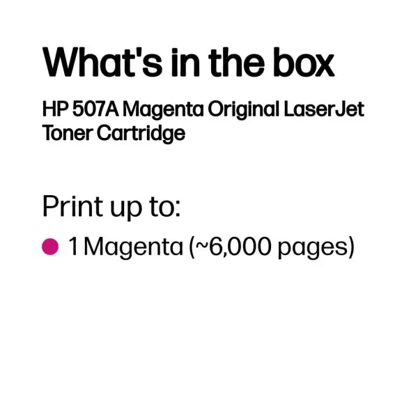 HP 507A Magenta Original LaserJet Toner Cartridge - Image 3