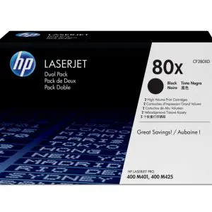 HP 80X 2-pack High Yield Black Original LaserJet Toner Cartridges
